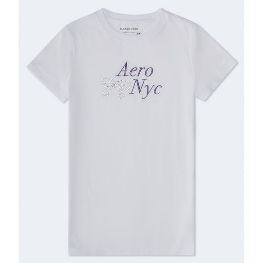 Aeropostale Womens' Rhinestone Bow Graphic Tee