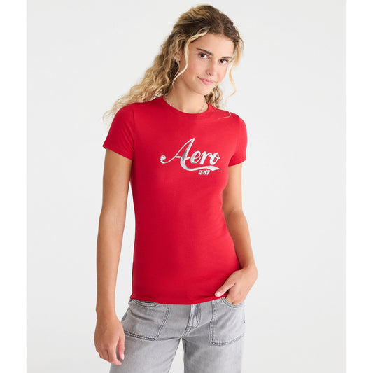 Aeropostale Womens' Sequin Logo Graphic Tee
