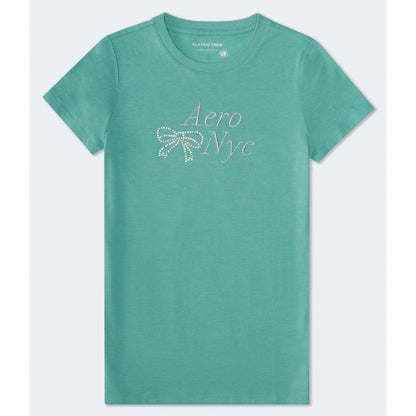 Aeropostale Womens' Rhinestone Bow Graphic Tee