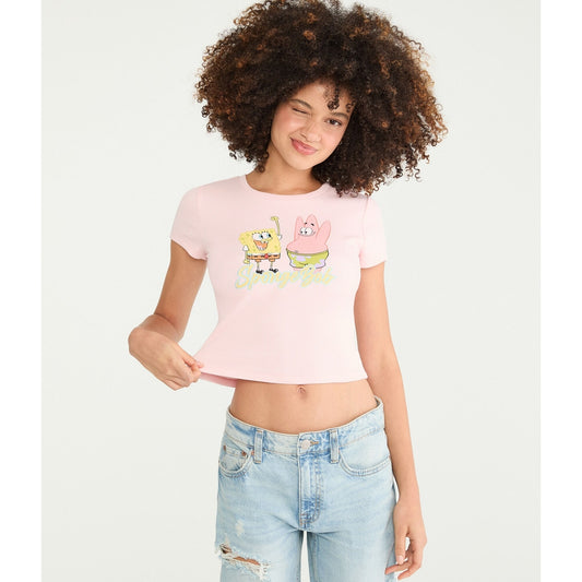 Aeropostale Womens' SpongeBob x Patrick Baby Tee
