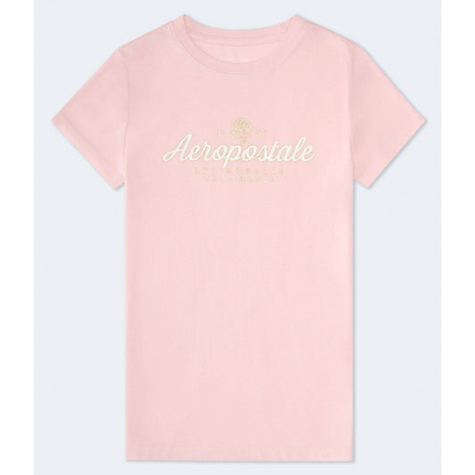 Aeropostale Womens' Aeropostale Script Rose Glitter Graphic Tee