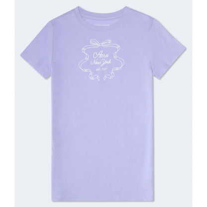 Aeropostale Womens' New York Ribbon Flocked Graphic Tee