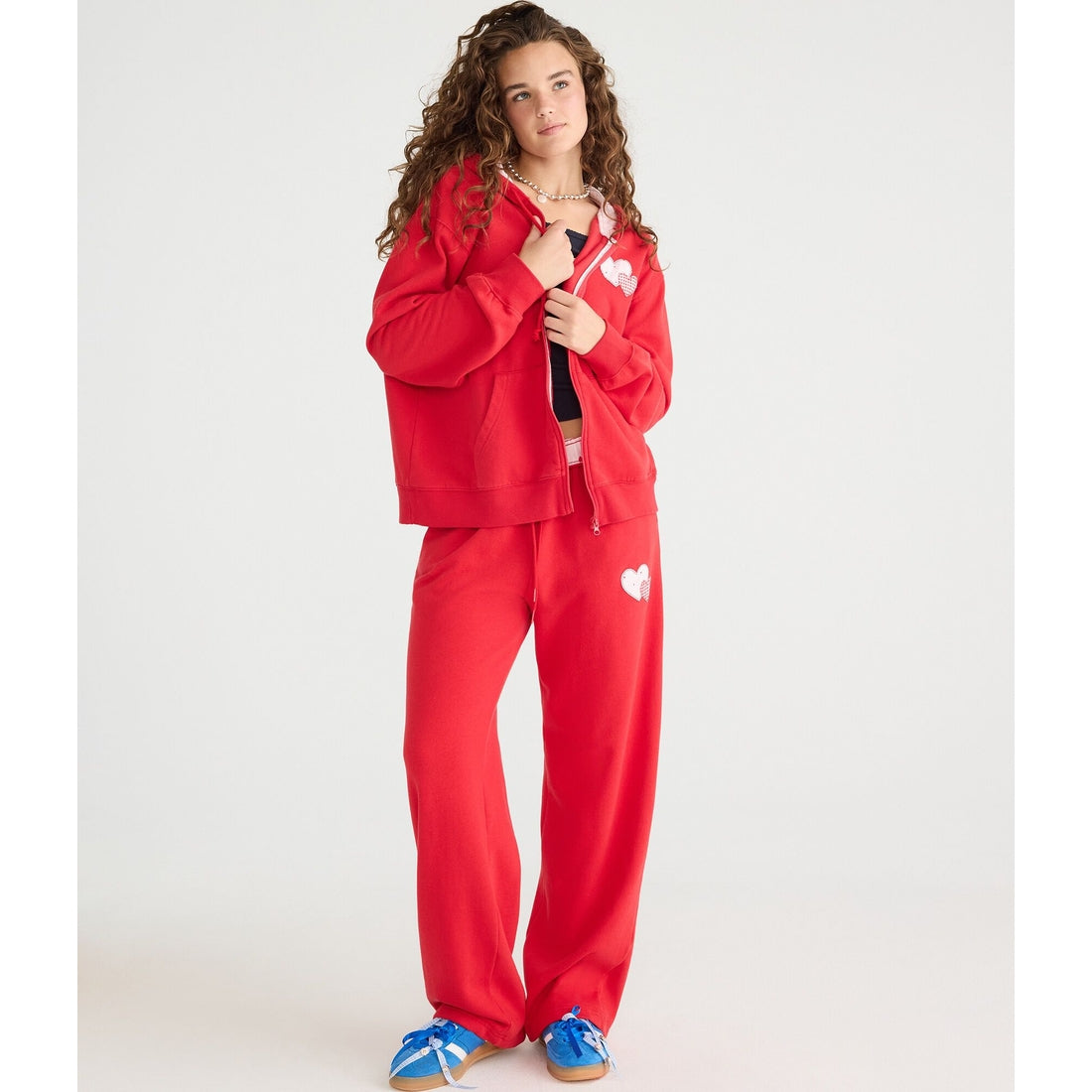 Aeropostale Womens' Cloud Soft Heart Patch Full-Zip Hoodie