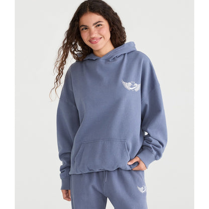 Aeropostale Womens' Cloud Soft Winged Heart Oversized Pullover Hoodie