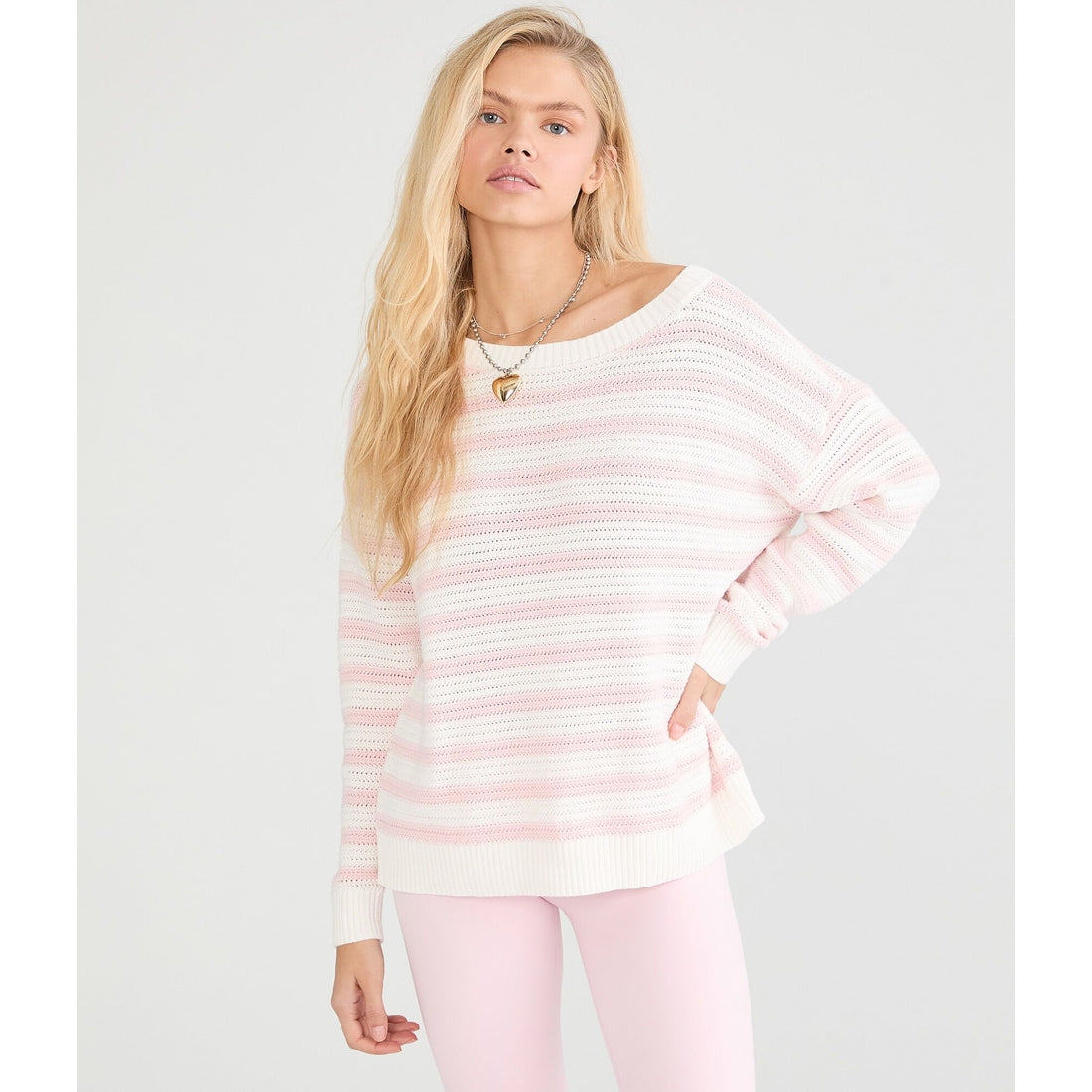 Aeropostale Womens' Striped Slouchy Crew Sweater