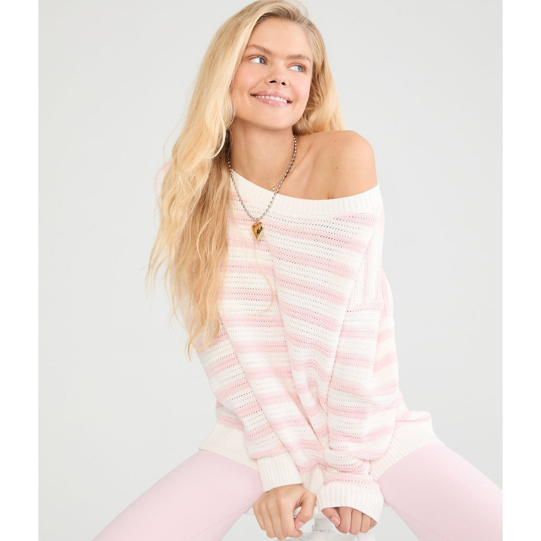 Aeropostale Womens' Striped Slouchy Crew Sweater