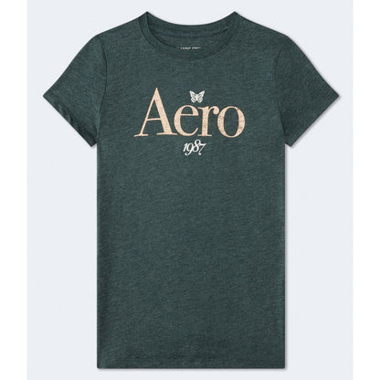 Aeropostale Womens' 1987 Glitter Graphic Tee