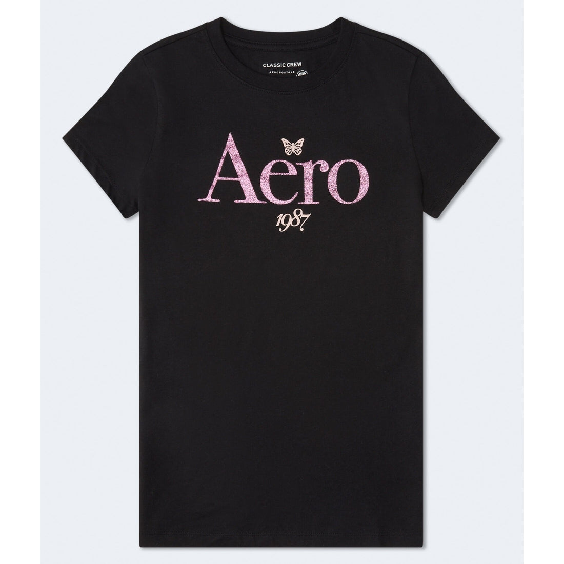 Aeropostale Womens' 1987 Glitter Graphic Tee