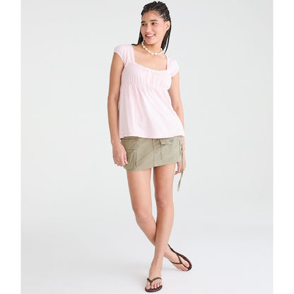 Solid Scoop-Neck Babydoll Tee
