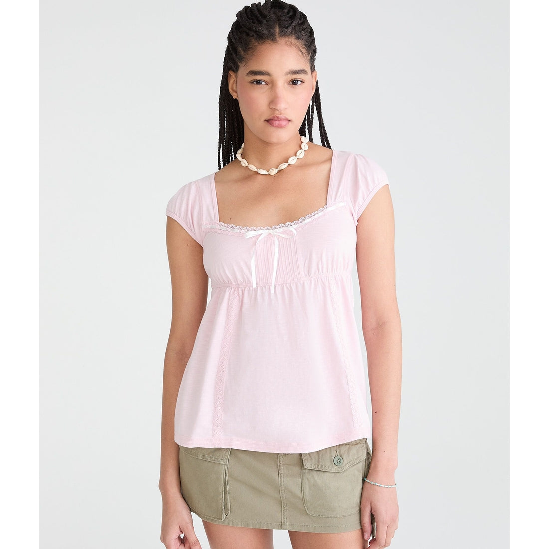 Solid Scoop-Neck Babydoll Tee
