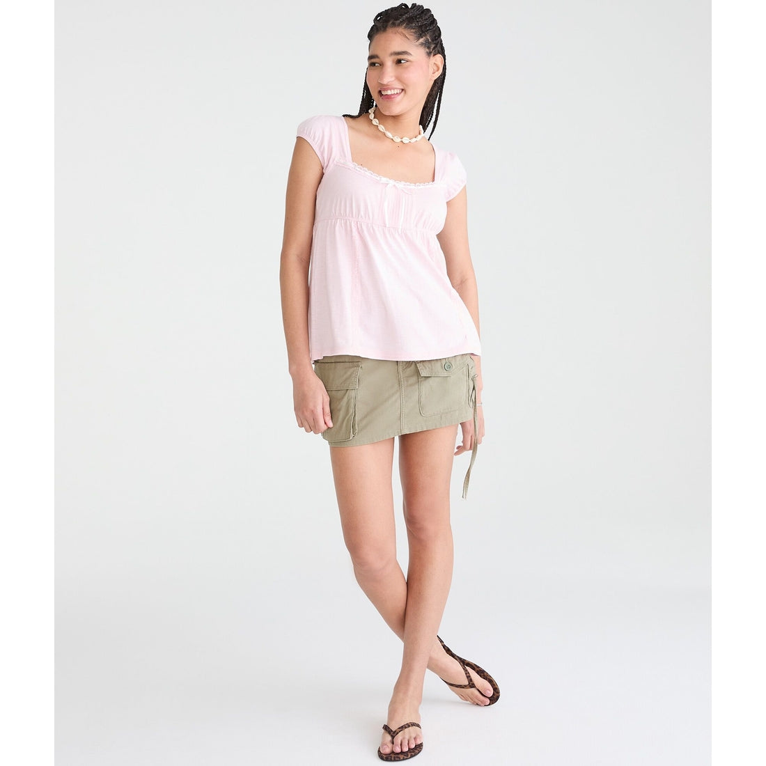 Solid Scoop-Neck Babydoll Tee