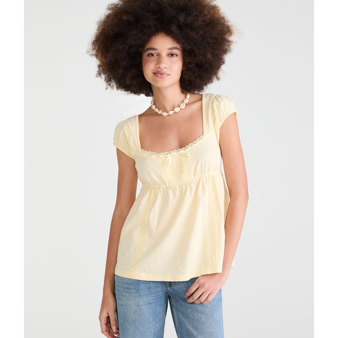 Solid Scoop-Neck Babydoll Tee