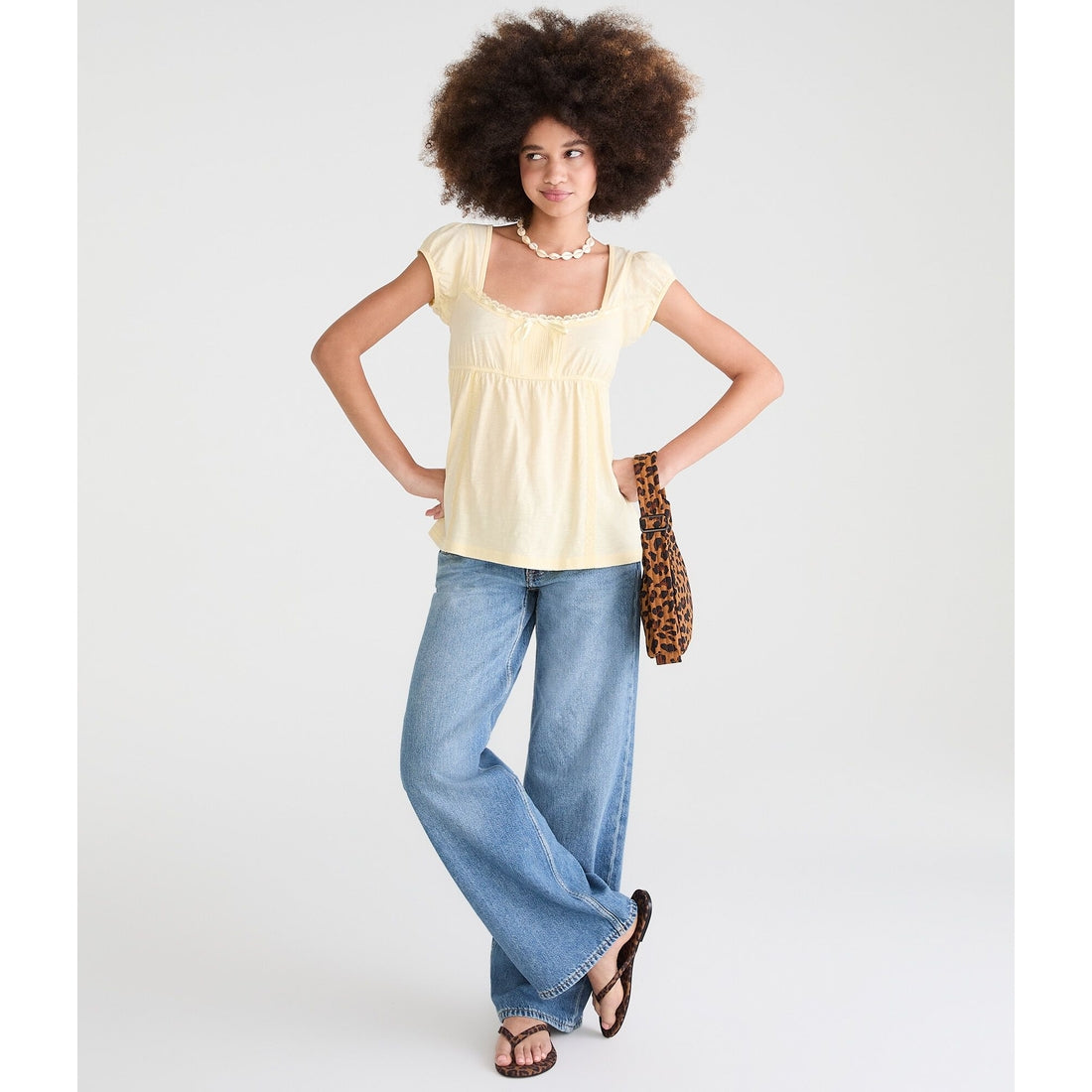 Solid Scoop-Neck Babydoll Tee