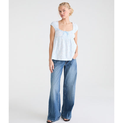 Floral Scoop-Neck Babydoll Tee