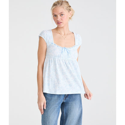 Floral Scoop-Neck Babydoll Tee