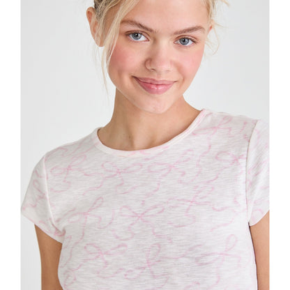 Seriously Soft Bow Print Slub Jersey Crew Tee