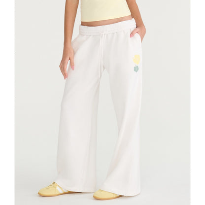 Cloud Soft Hibiscus Mid-Rise Wide Leg Sweatpants