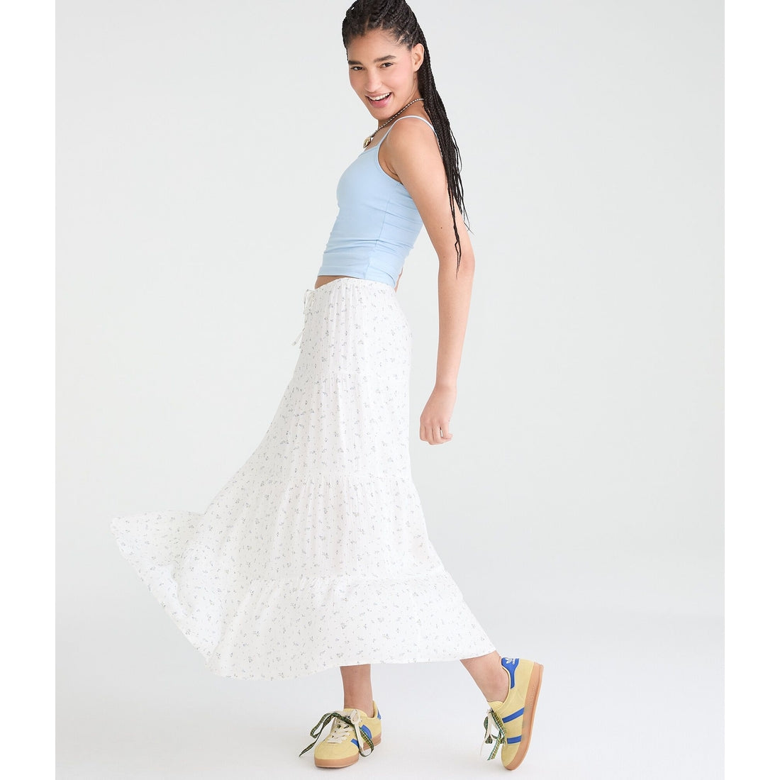 Floral Tiered Maxi Skirt