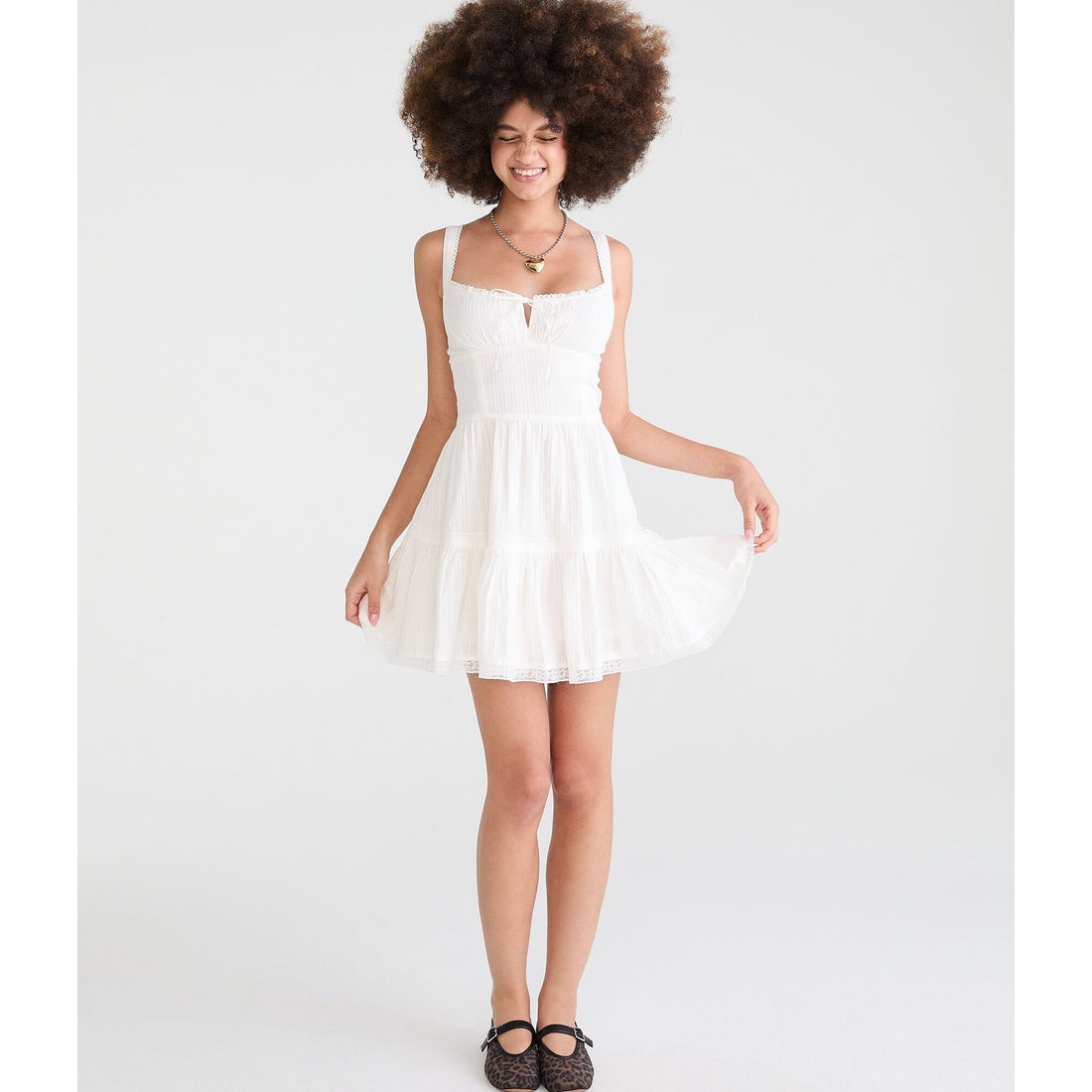 Solid Square-Neck Corset A-Line Mini Dress