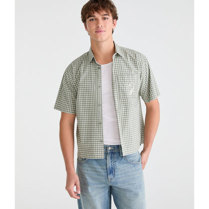Shark Microplaid Boxy Shirt