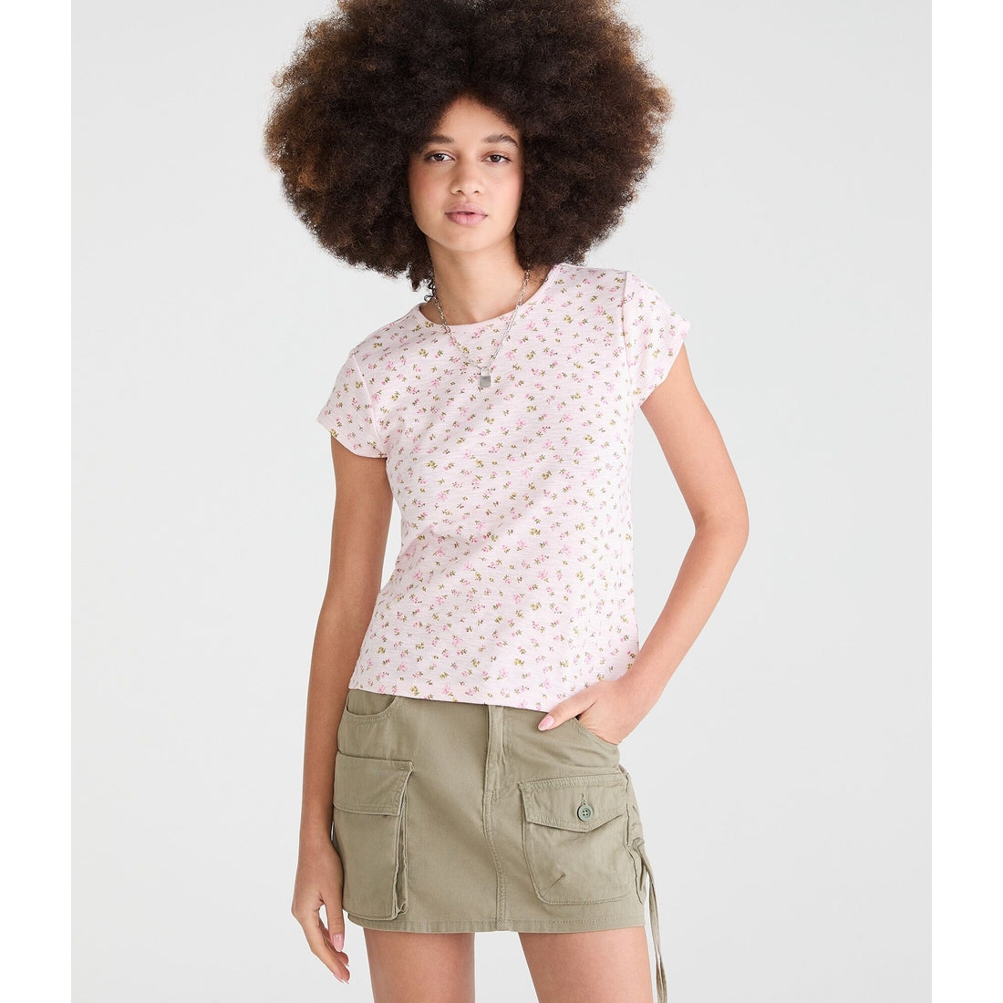 Seriously Soft Floral Print Slub Jersey Crew Tee