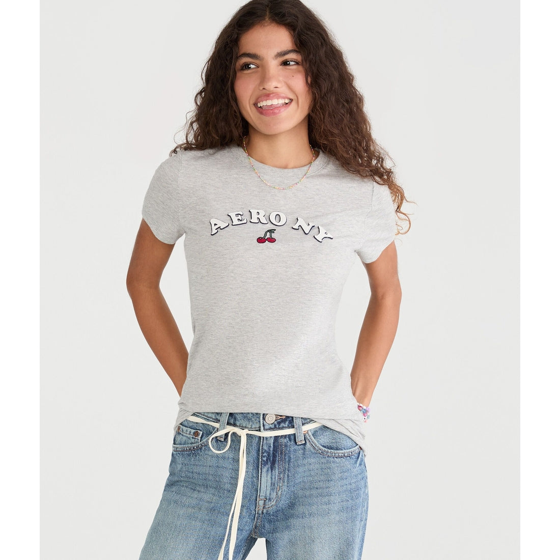 NY Cherries Applique Graphic Tee