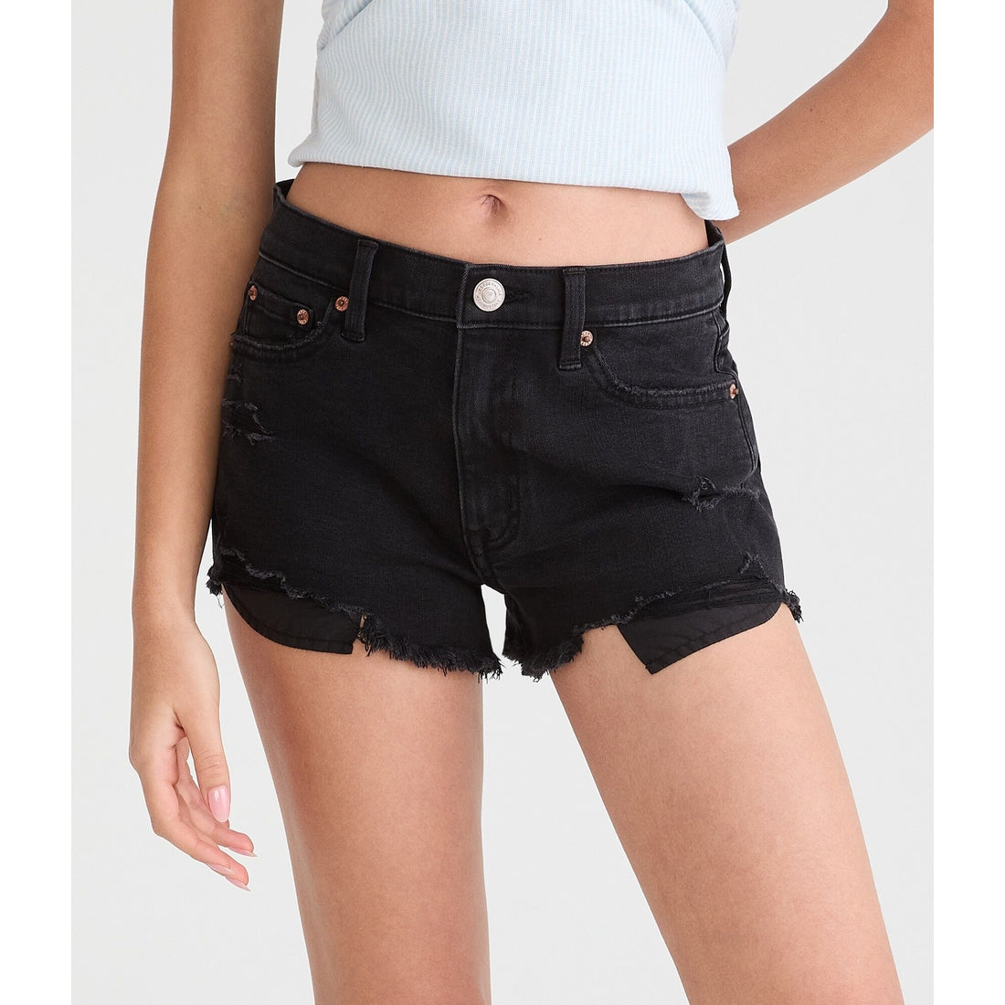 Vintage High-Rise Denim Shorty Shorts