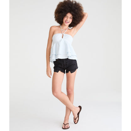 Vintage High-Rise Denim Shorty Shorts