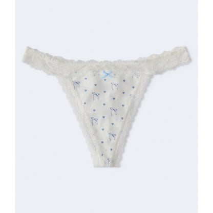 Hearts & Bows Lace-Trim Thong