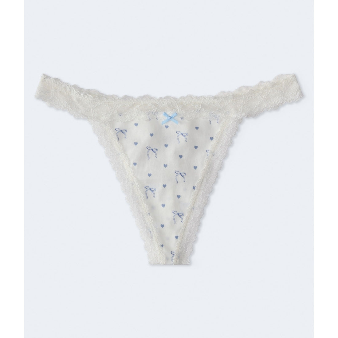 Hearts & Bows Lace-Trim Thong
