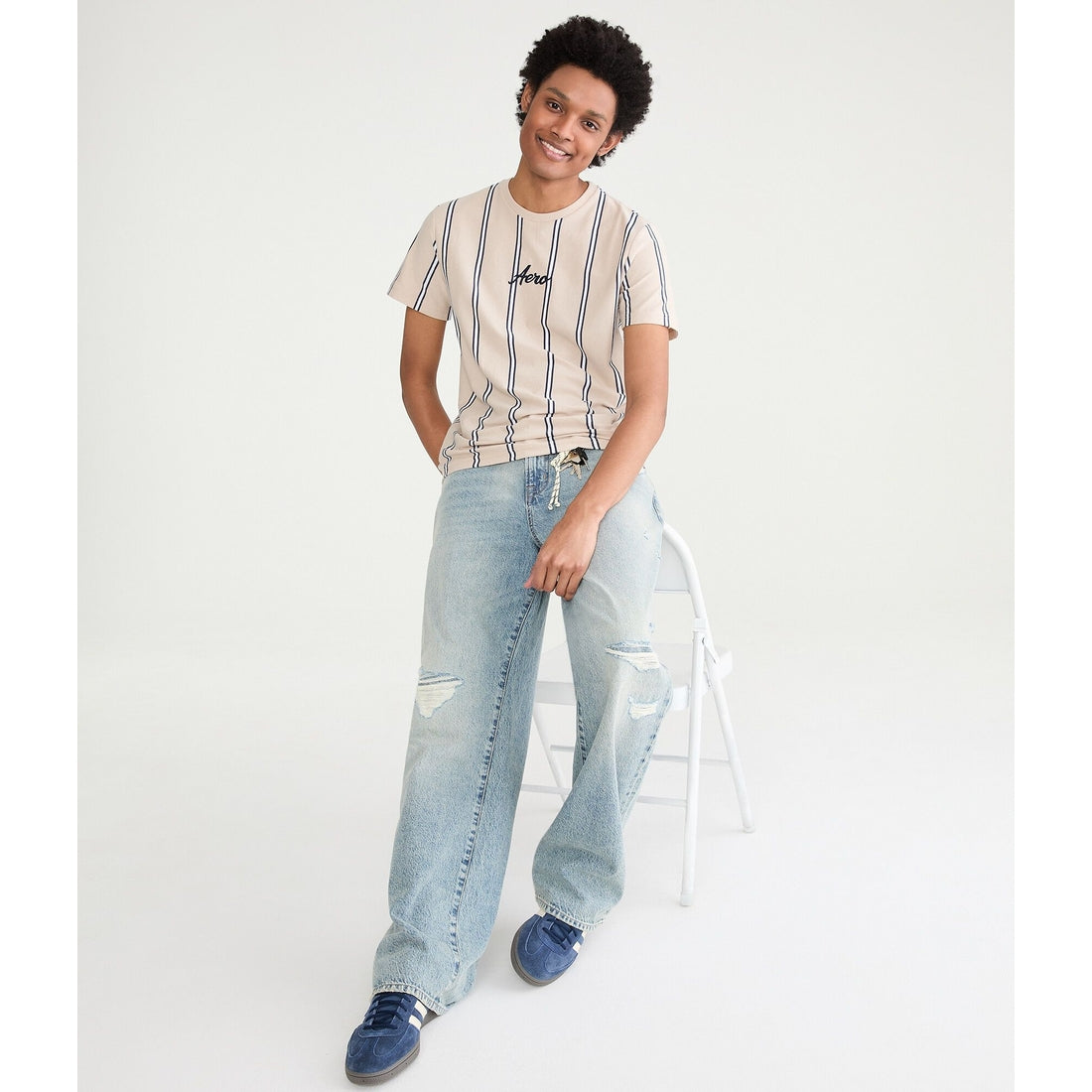 Vertical Stripe Logo Graphic Tee