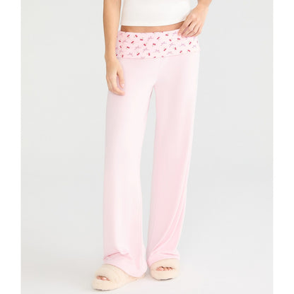 Printed Fold-Over Sleep Pants
