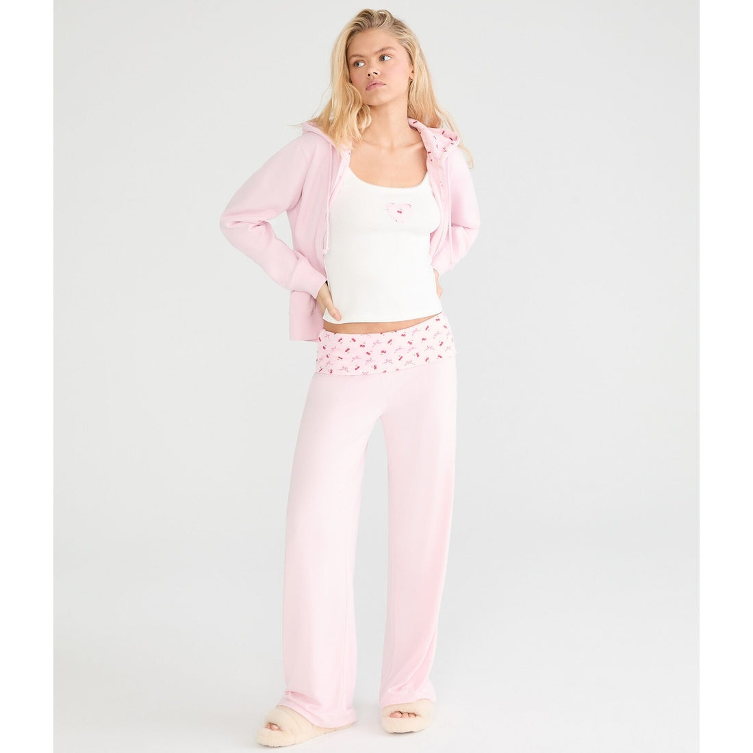 Printed Fold-Over Sleep Pants