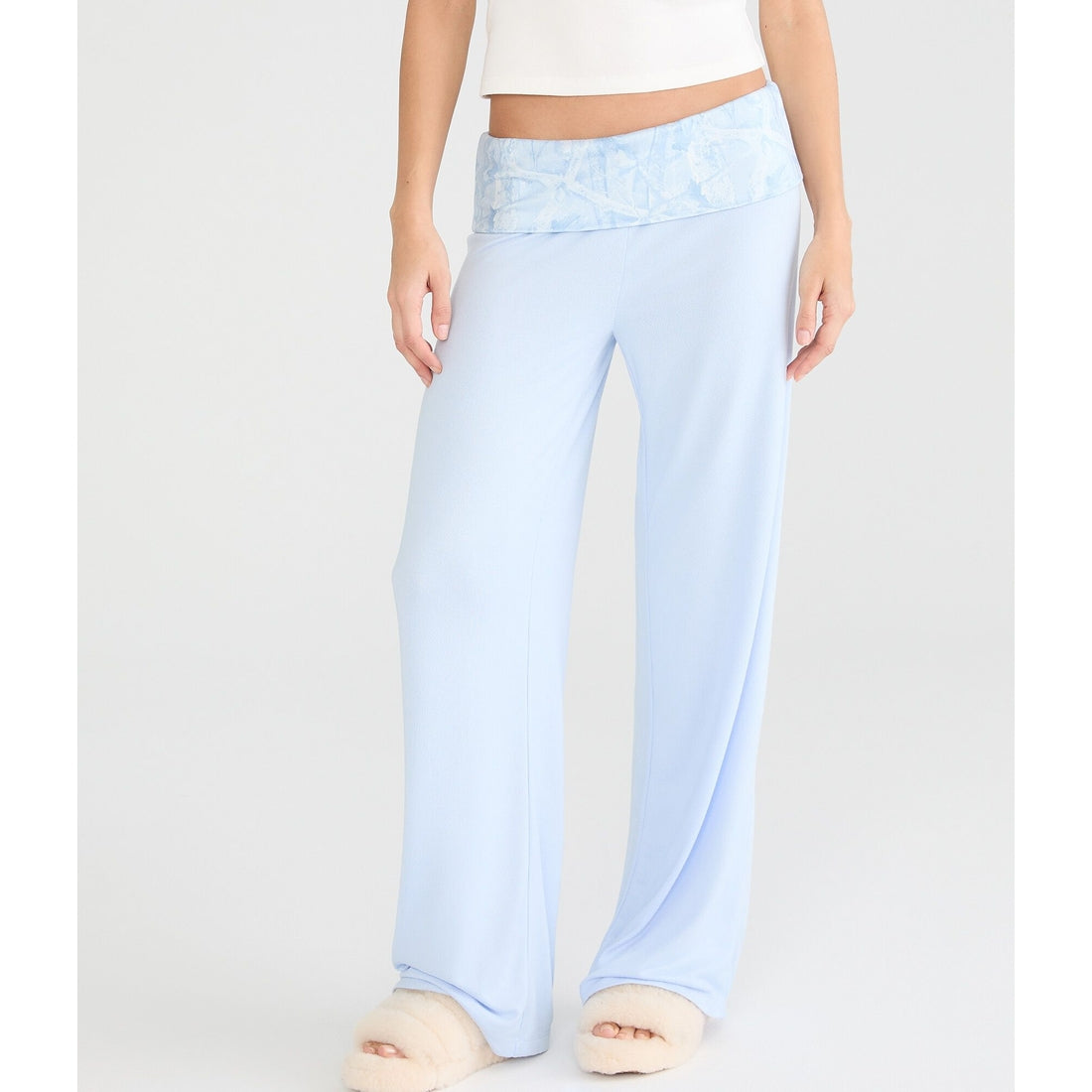 Printed Fold-Over Sleep Pants