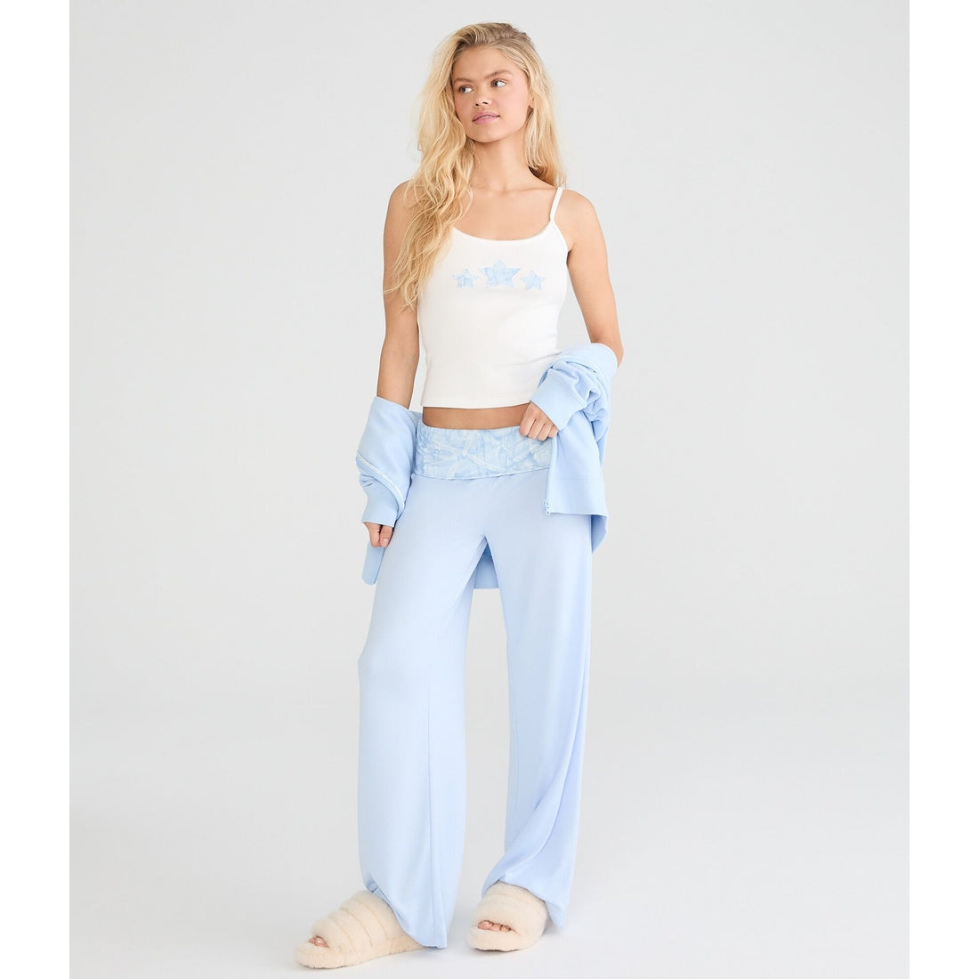 Printed Fold-Over Sleep Pants