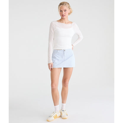 Striped Twill Low-Rise Mini Skirt