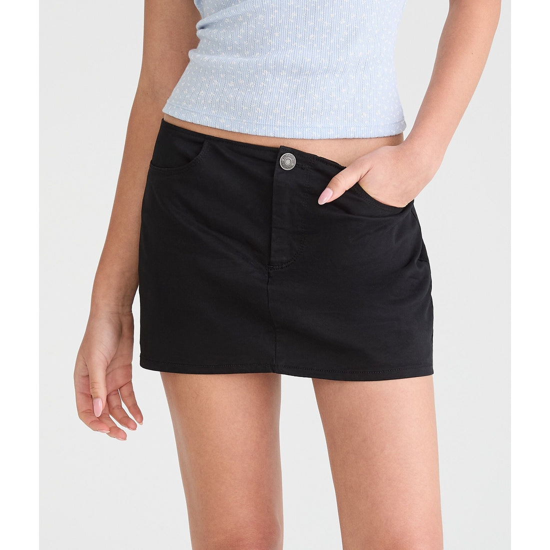 Low-Rise Twill Mini Skirt