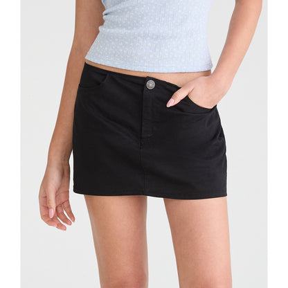 Low-Rise Twill Mini Skirt