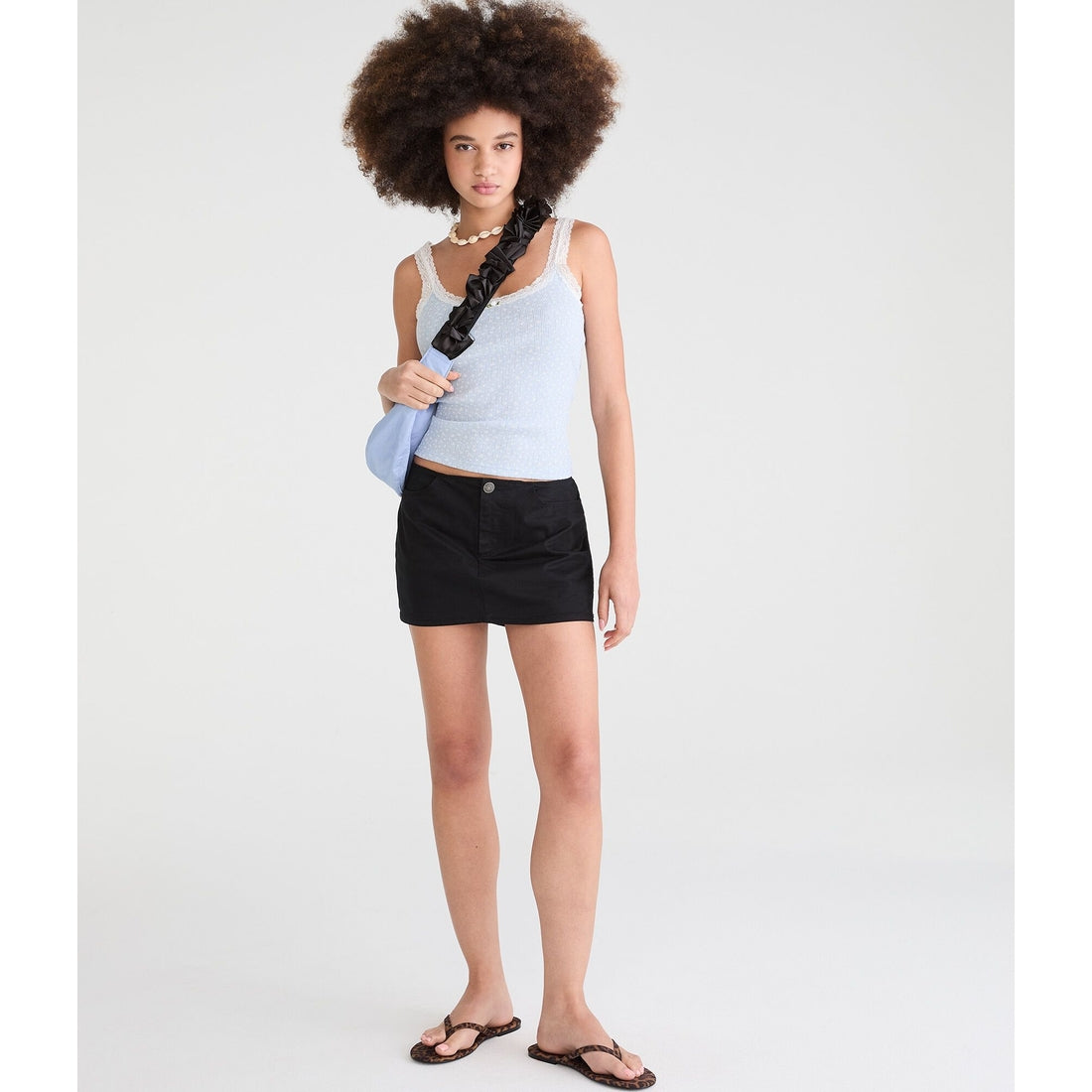 Low-Rise Twill Mini Skirt