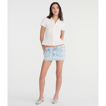 Low-Rise Utility Micro Denim Skirt