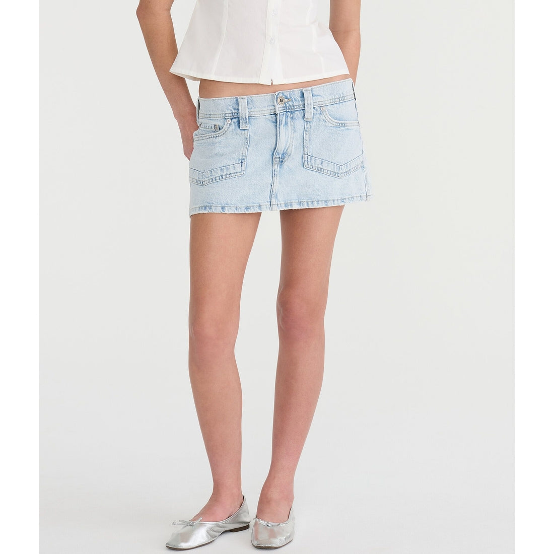 Low-Rise Utility Micro Denim Skirt