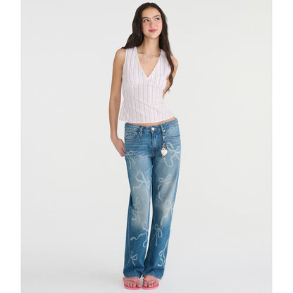 Low-Rise Baggy Bows Jean