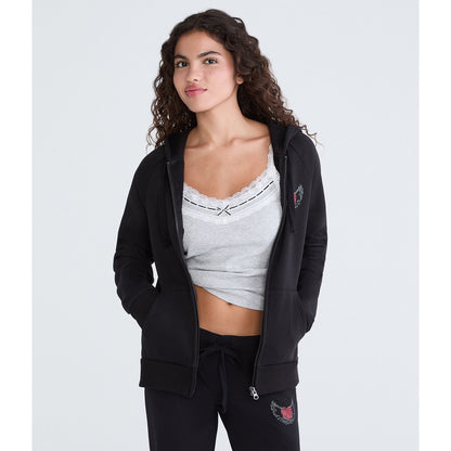 Aeropostale Womens' Cloud Soft Winged Heart Full-Zip Hoodie