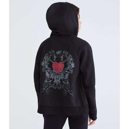 Aeropostale Womens' Cloud Soft Winged Heart Full-Zip Hoodie