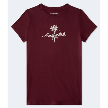 Aeropostale Rose Flocked Graphic Tee