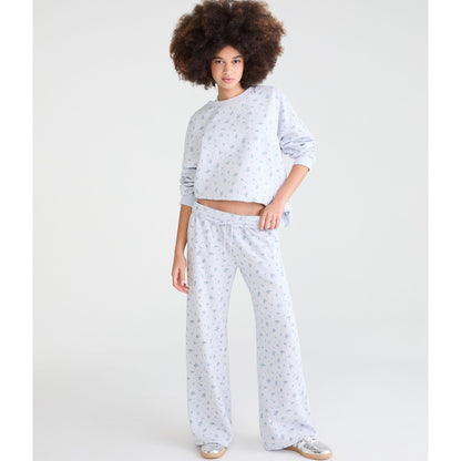 Cloud Soft Floral Print Mid-Rise Wide Leg Sweatpants