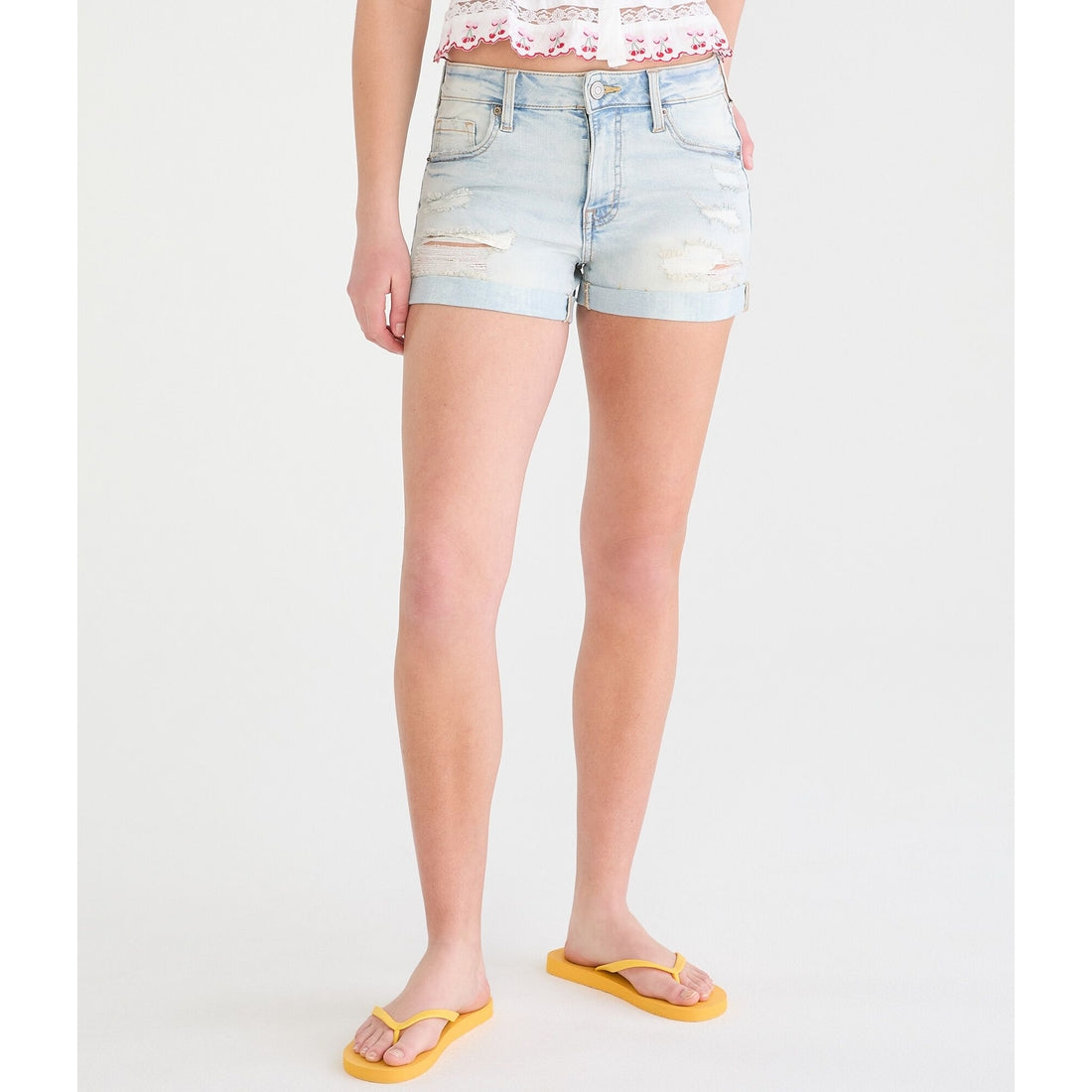 Premium Seriously Stretchy High-Waisted Denim Midi Shorts