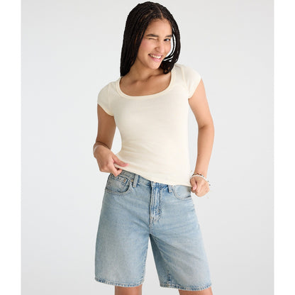 Seriously Soft Striped Scoop-Neck Tee