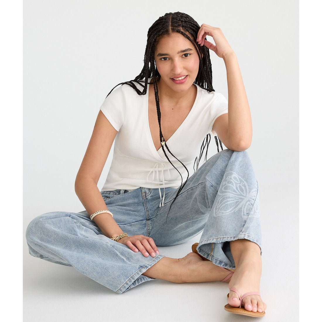 Seriously Soft Lace Crossover V-Neck Tee