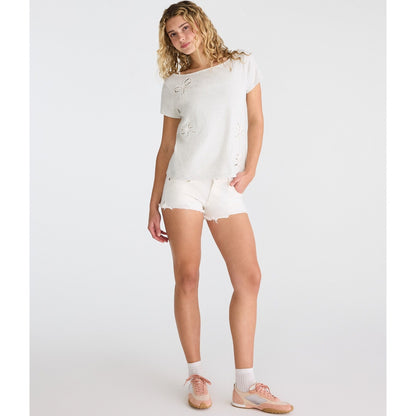 Seriously Soft Lace Bow Off-The-Shoulder Vintage Fit Tee